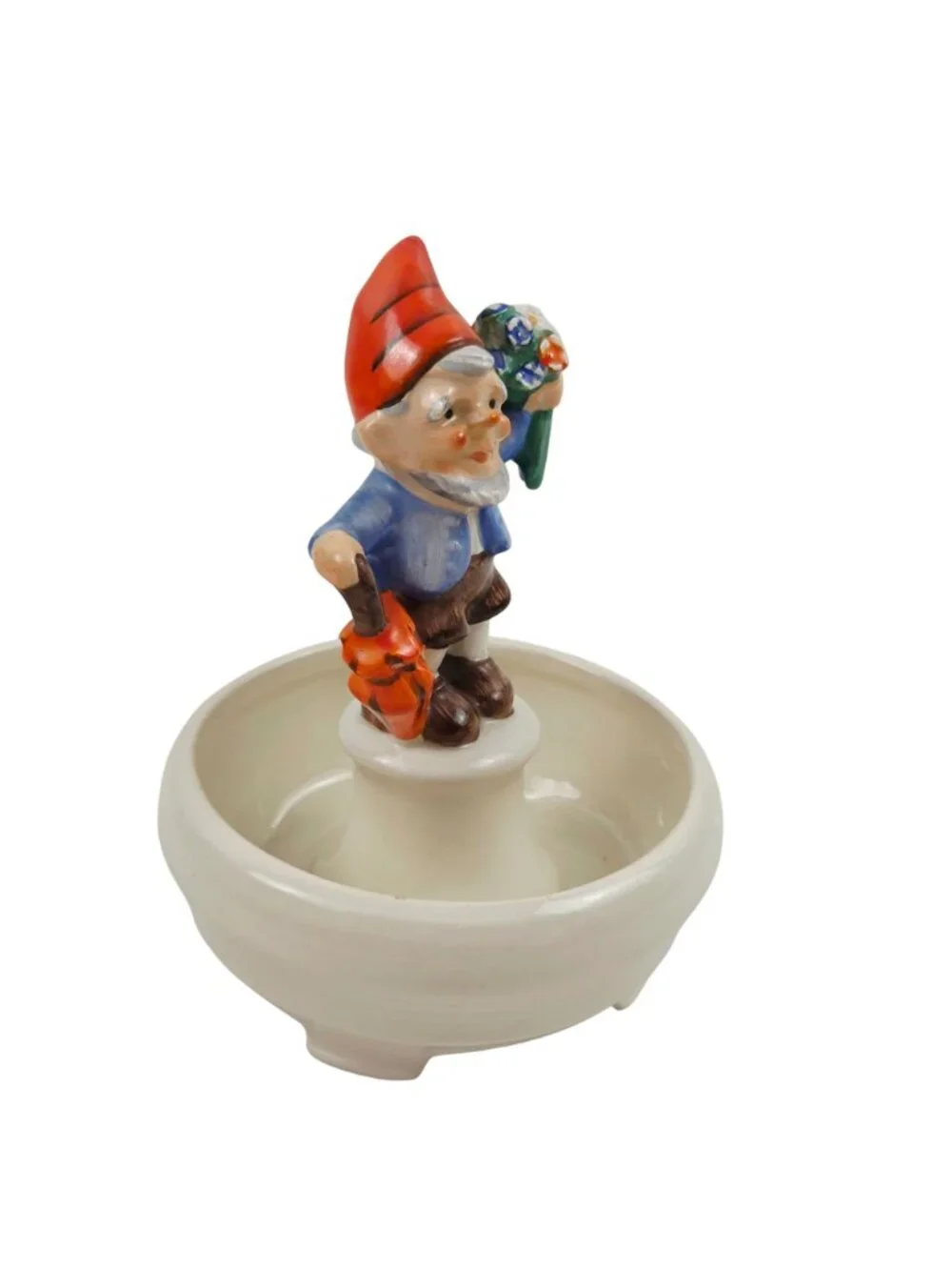 Vintage German Porcelain Gnome Trinket Dish Kunstgewerbehaus Sticher Wuppertal